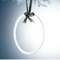 Beveled Jade Glass Ornament - Oval (Screened)